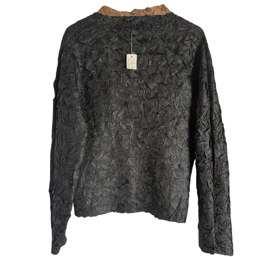 Itsu Popcorn Crinkled Black Brown Reversible Lightweight Jacket Sz M - Picture 7 of 10
